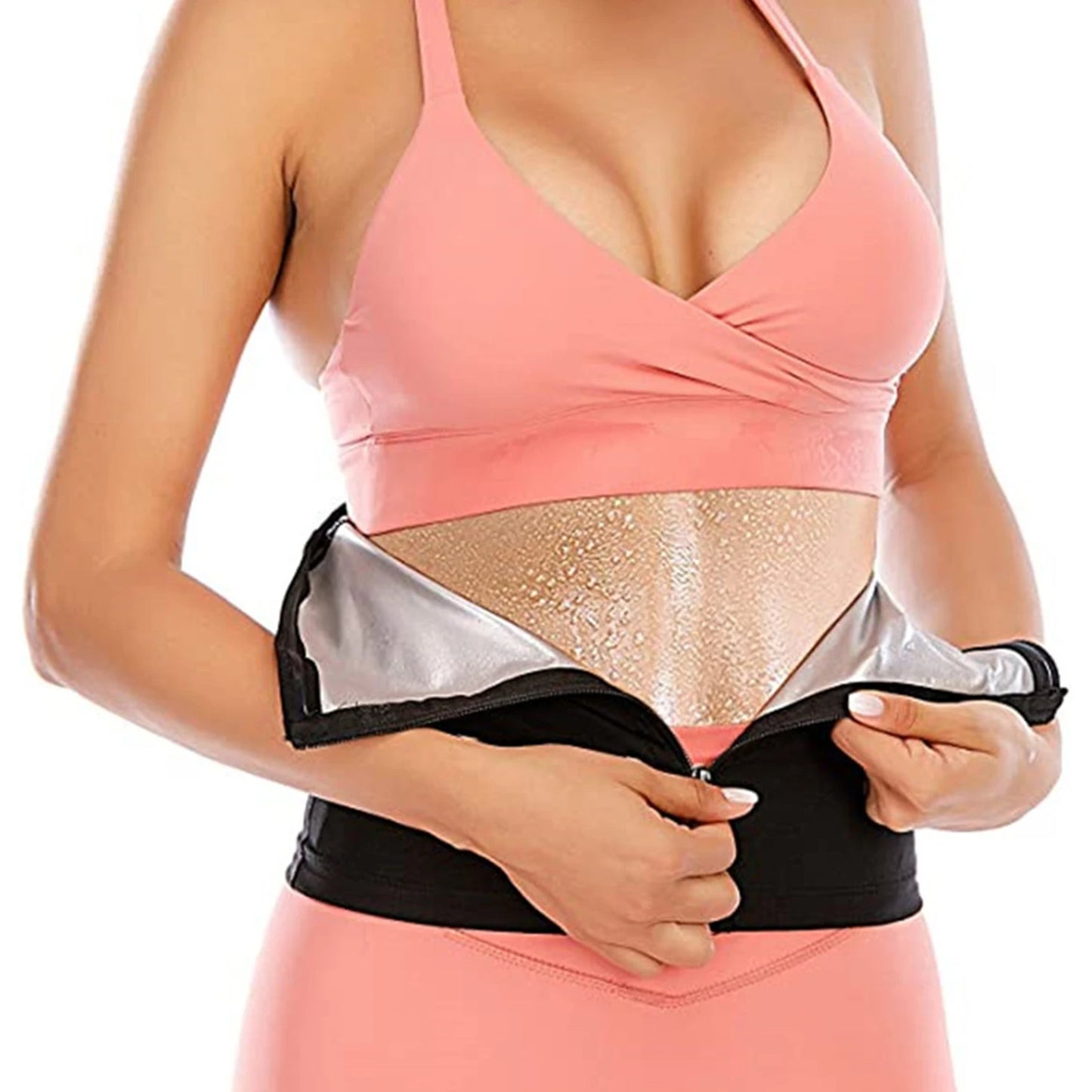 Neopren Bauchweggürtel schwarz mit Reißverschluss - Verstellbarer Schwitzgürtel für Fitness, Taillenformung und Fettverbrennung