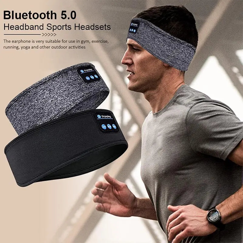 Kabellose Bluetooth Schlafmaske beim Joggen und Fitness - Rutschfest, schweißabsorbierend, atmungsaktiv für aktive Sportler 2025