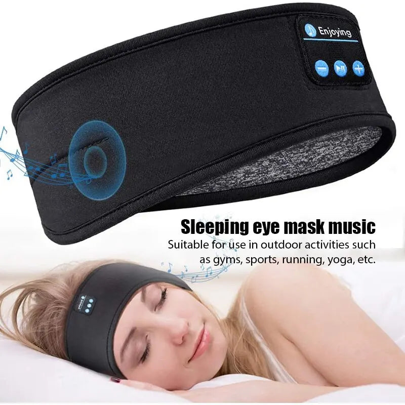 Ergonomisches Bluetooth Schlafband in Schwarz mit kabellosen Kopfhörern für Sport, Meditation und erholsamen Schlaf - Seitenansicht