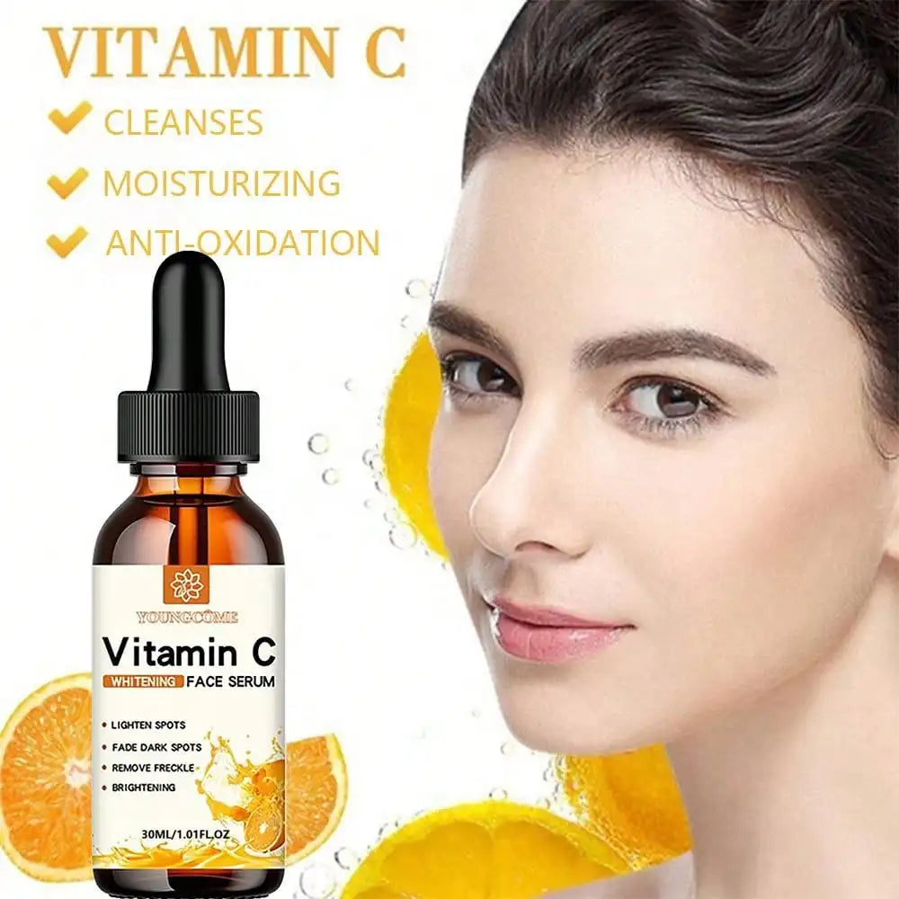 Vitamin C Serum Textur und Inhaltsstoffe, leichte Öl-Formel mit pflanzlichen Extrakten für alle Hauttypen geeignet