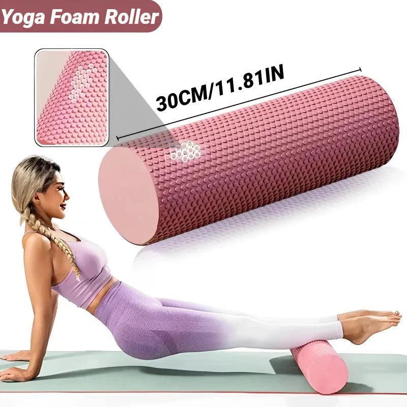 Hexagonaler Yoga Roller schwarz aus EVA-Schaum 29,7cm Länge - Ergonomische Faszienrolle für Pilates und Home Workout Training