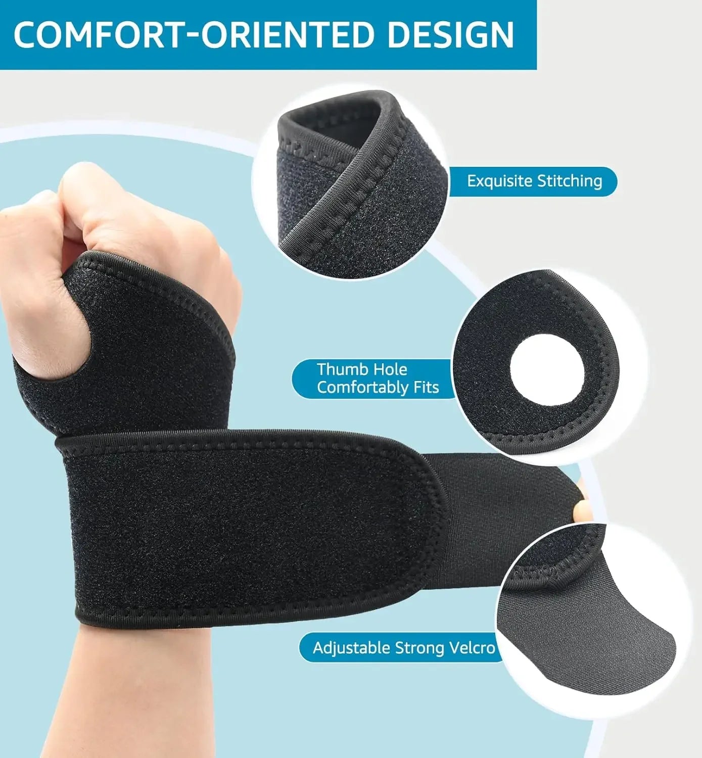 Handgelenkbandage universell für beide Hände, Daumenschlaufe gepolstert, dünn unter Kleidung tragbar, waschbar, langlebig