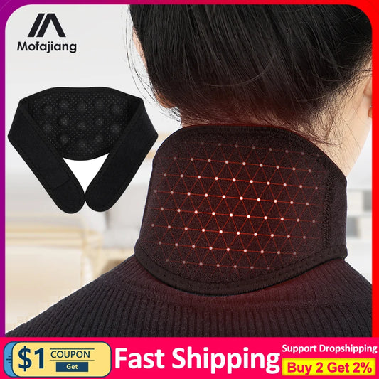 Turmalin Nackenbandage mit 13 Magneten und Infrarot-Technologie für selbstwärmende Magnettherapie bei HWS-Schmerzen