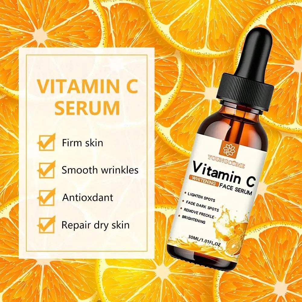 Vitamin C Serum Textur und Inhaltsstoffe, leichte Öl-Formel mit pflanzlichen Extrakten für alle Hauttypen geeignet