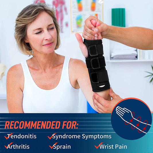 Verstellbare Nachtschiene mit drei Klettverschlüssen für individuelle Kompression bei Sehnenscheidenentzündung und RSI