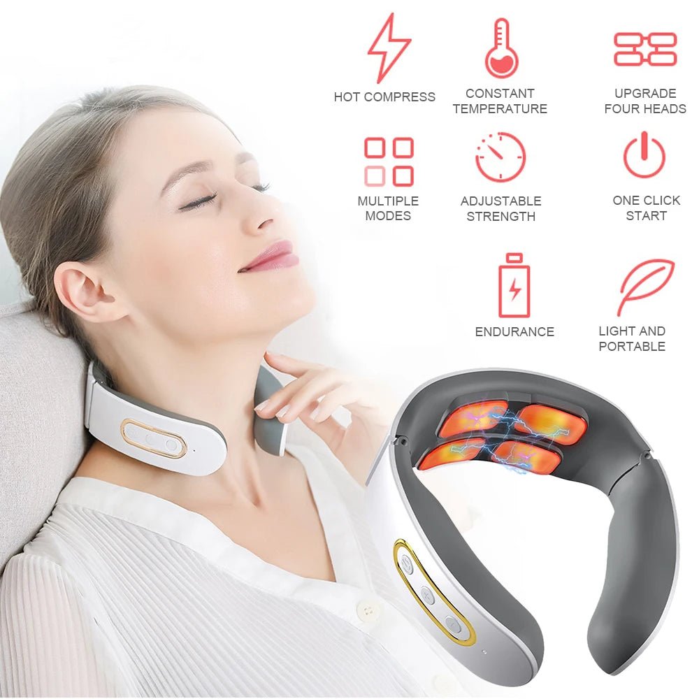 Elektrisches Nackenmassagegerät - 4 Köpfe mit Wärmefunktion & 6 Modi
