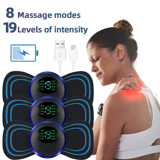 EMS Nackenmassagegerät mit LCD-Display und Elektroden-Pads, Niederfrequenz-Muskelstimulator für gezielte Schmerztherapie