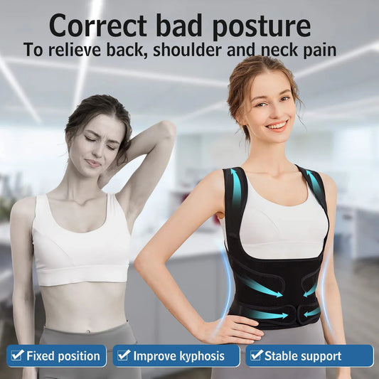 Back Support Brace Haltungskorrektur für Frauen Männer, korrigiert Skoliose Rundrücken, verstellbar, diskret tragb
