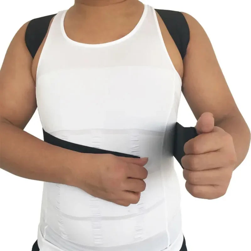 Detailansicht Haltungskorrektur-Korsett, gepolsterte Schultergurte, Klettverschluss, atmungsaktiv, therapeutische Magnete