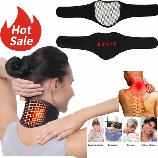Selbstwärmende Turmalin Nackenbandage schwarz mit Magnettherapie - Ergonomische Nackenstütze gegen Verspannungen und Schmerzen