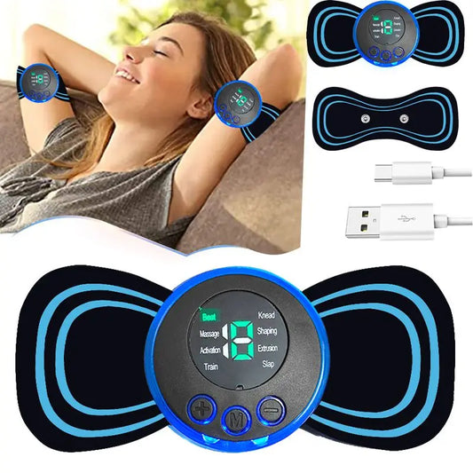 Elektrisches Mini-Nackenmassagegerät USB aufladbar Massage-Patch Nacken Schultern mehrere Intensitätsstufen 6-15 portabel kabellos