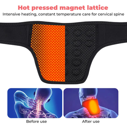 Ergonomische Nackenbandage mit Magnetfeldtherapie zeigt anatomisch korrekte Platzierung für optimale Halswirbelsäulen-Unterstützung