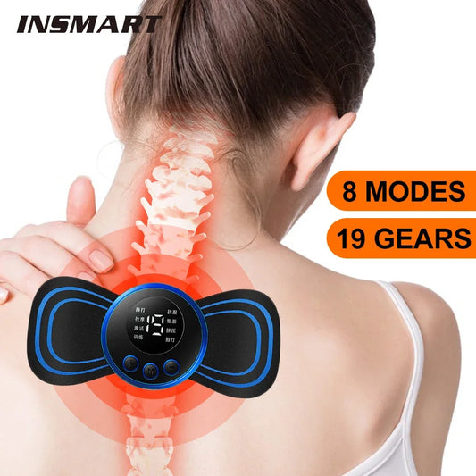 EMS Nackenmassagegerät elektrisch mit 8 Modi, Mini Massage Patch, kabellos, USB aufladbar, gegen Nackenverspannungen